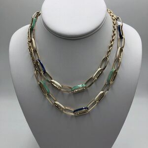 Vintage Banana Republic Women's Signed Silvertone Long Loop Chain Necklace